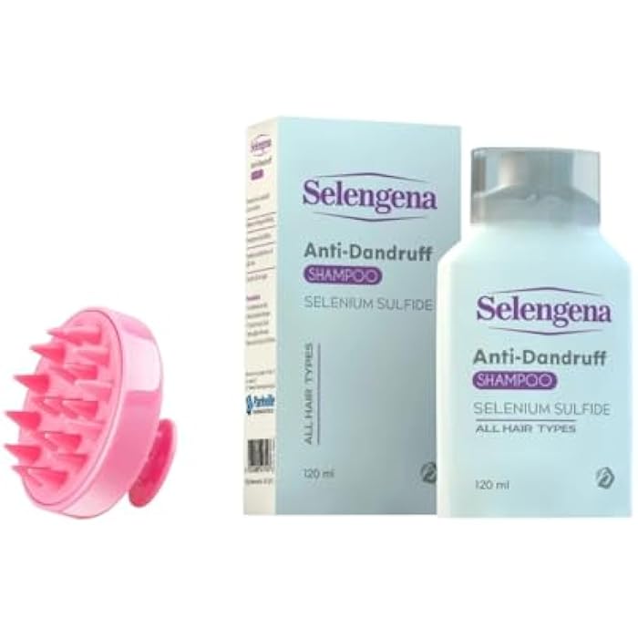 Selengena Anti-Dandruff Shampoo with Selenium Sulphide, 120 ml, With Silicone Massage Brush -Multi Color - For All Hair Types - Image 1